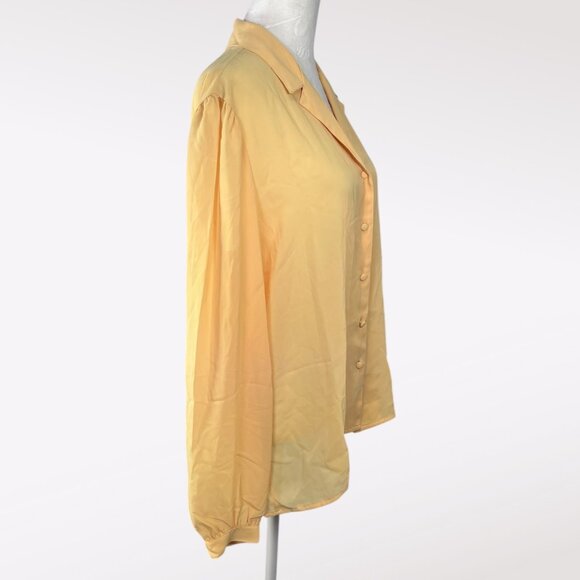 Vintage 80s Jebb Levy Long Sleeve Button Down Shirt Sheer Yellow Size Medium - Picture 6 of 9